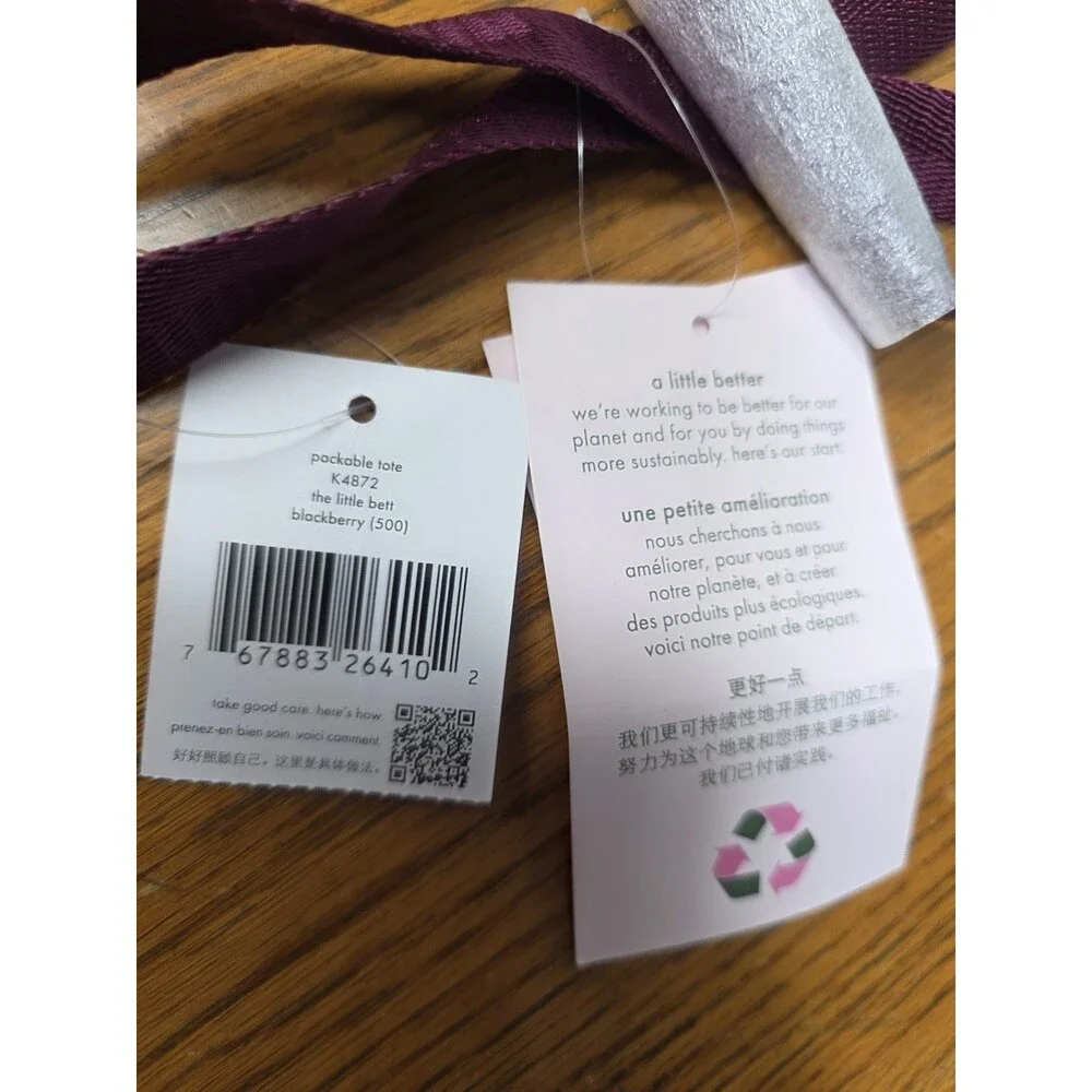 Kate Spade New York The Little Bett Nylon Tote With Pouch New Blackberry